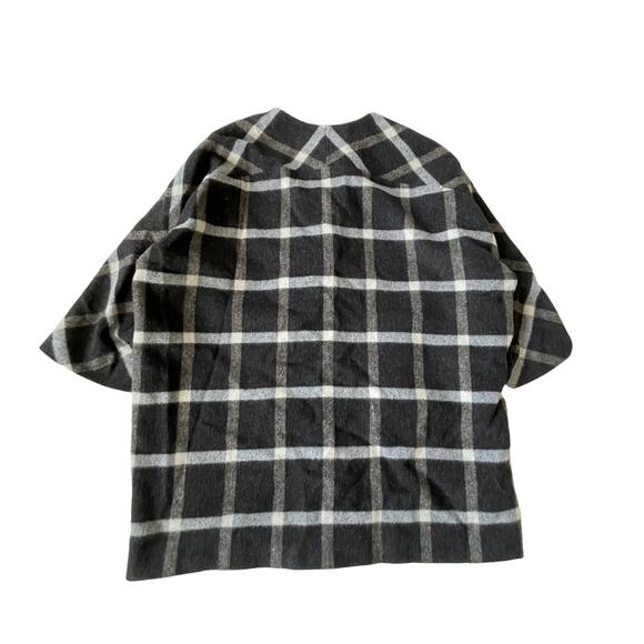 Helene Berman Plaid Wool Coat Oversized Gray S - Picture 3 of 14